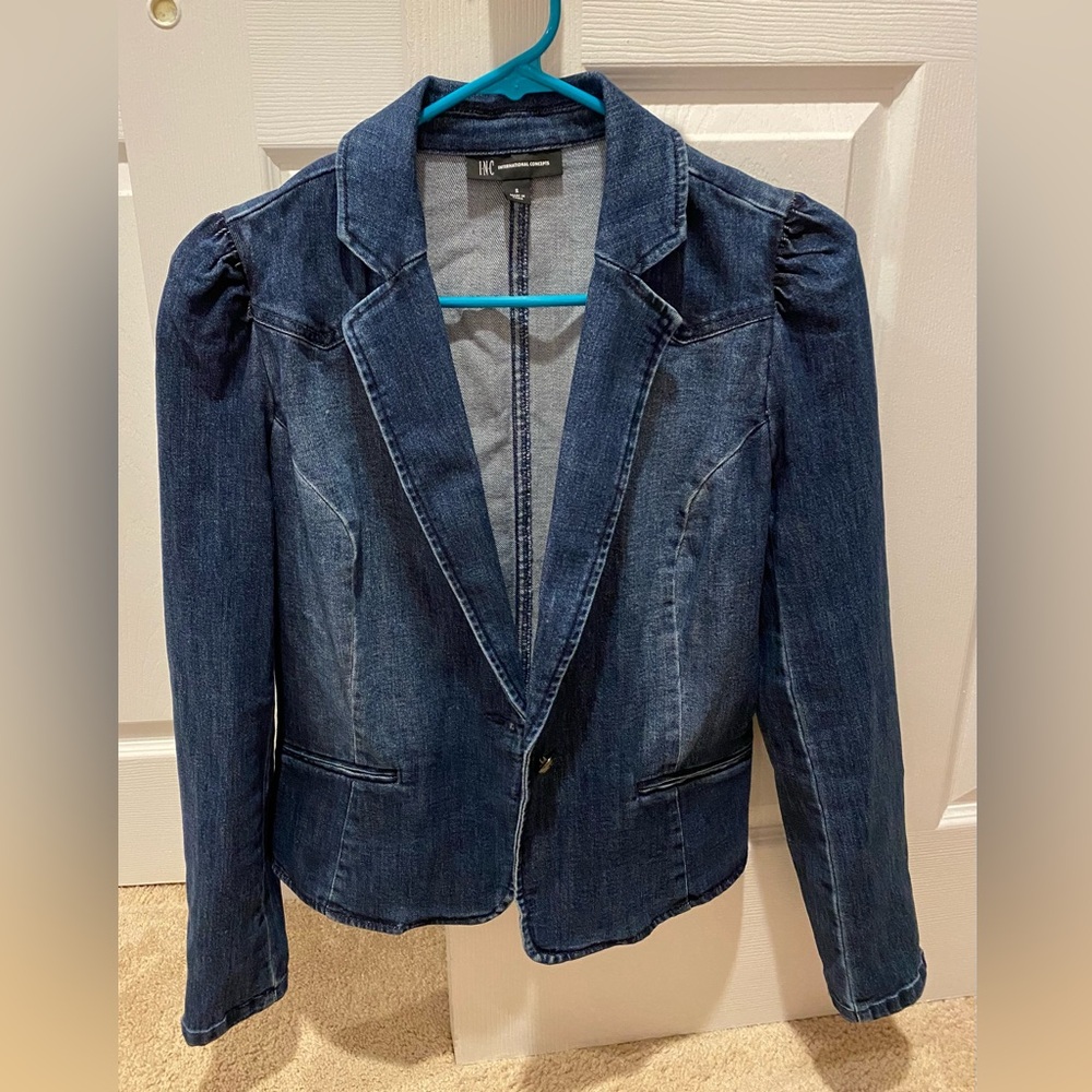 Women’s Dark Denim Blazer Jacket - Picture 2 of 4